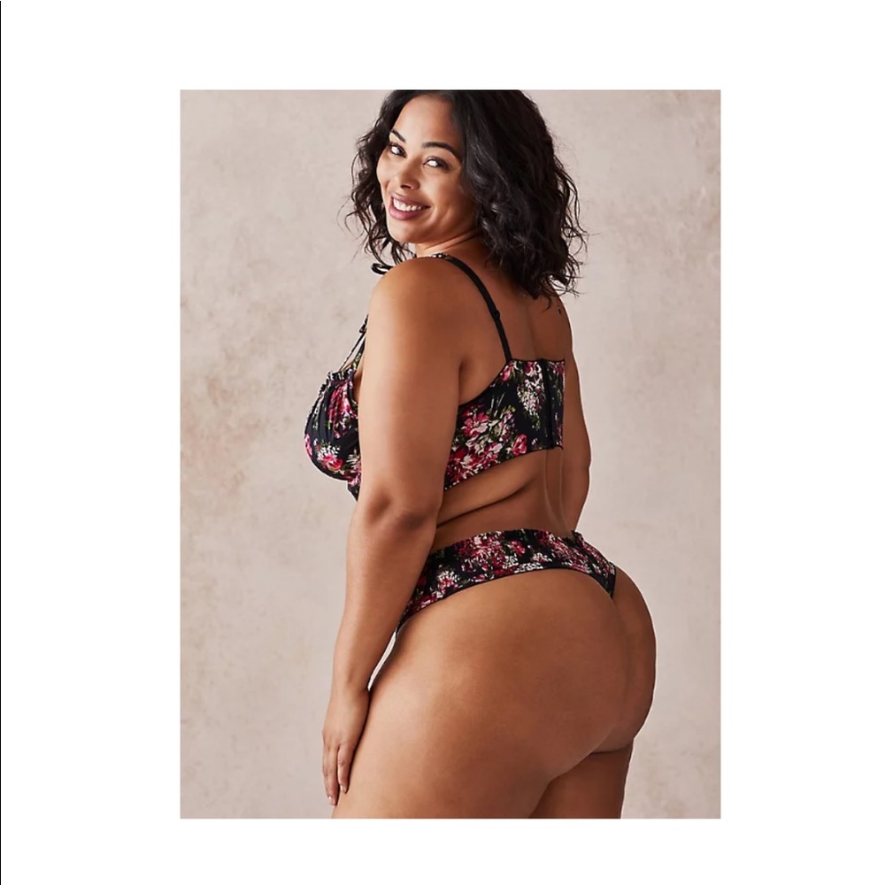 NWT torrid set black floral bra & thong panty - Picture 2 of 8